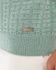 Threadbare Threadbare cotton rich crochet knit short sleeve polo top in sage green - 4