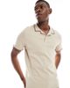 Threadbare Threadbare cotton rich polo top in beige-Neutral - 1
