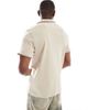 Threadbare Threadbare cotton rich polo top in beige-Neutral - 4