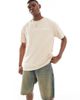 Threadbare Threadbare crew neck t-shirt with surf back print in stone-Neutral - 2
