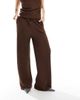 Threadbare Threadbare drawstring textured wide leg pants in brown - part of a set - 4