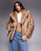 Threadbare Threadbare faux fur jacket with oversized collar in light brown - 1