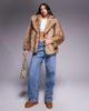 Threadbare Threadbare faux fur jacket with oversized collar in light brown - 3