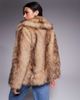 Threadbare Threadbare faux fur jacket with oversized collar in light brown - 4