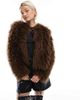 Threadbare Threadbare faux shearling fur jacket in chocolate brown - 1