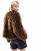 Threadbare Threadbare faux shearling fur jacket in chocolate brown - 4