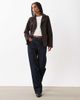 Threadbare Threadbare faux suede mid length button down jacket in chocolate brown - 2