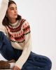 Threadbare Threadbare high neck fairisle sweater in cream-Multi - 1