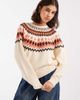 Threadbare Threadbare high neck fairisle sweater in cream-Multi - 2