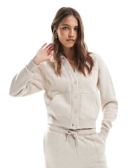 Threadbare Threadbare jersey button up cardigan in oat - part of a set-Neutral