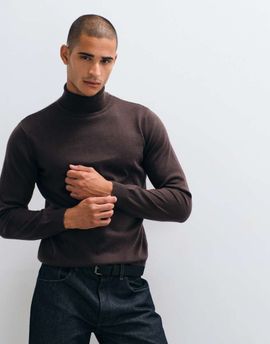 Threadbare Threadbare knit turtleneck sweater in chocolate brown