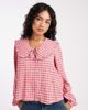 Threadbare Threadbare long sleeve blouse with peter pan collar in pink and red gingham - 1