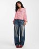Threadbare Threadbare long sleeve blouse with peter pan collar in pink and red gingham - 3