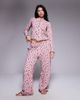 Threadbare Threadbare long sleeve button down ski print pajamas in fig-Red - 1