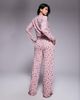 Threadbare Threadbare long sleeve button down ski print pajamas in fig-Red - 4