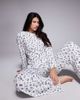 Threadbare Threadbare long sleeve lettuce hem ski print pajamas in white and blue - 2