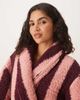 Threadbare Threadbare long striped robe in burgundy and pink - 3