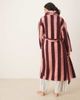 Threadbare Threadbare long striped robe in burgundy and pink - 4