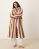 Threadbare Threadbare long striped robe in green and pink - 1