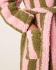 Threadbare Threadbare long striped robe in green and pink - 3