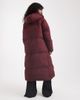 Threadbare Threadbare maxi puffer coat with hood in fig-Red - 3