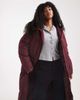 Threadbare Threadbare maxi puffer coat with hood in fig-Red - 4
