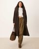 Threadbare Threadbare maxi teddy coat in chocolate brown - 1