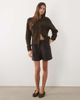 Threadbare Threadbare mock wool shorts in brown & blue herringbone-Gray - 1