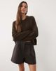 Threadbare Threadbare mock wool shorts in brown & blue herringbone-Gray - 3