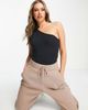 Threadbare Threadbare one shoulder jersey bodysuit in black - 1