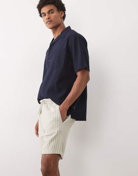 Threadbare Threadbare pull on striped shorts in ecru-Neutral