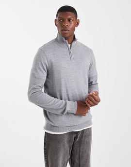 Threadbare Threadbare quarter zip sweater in light gray