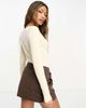 Threadbare Threadbare ribbed square neck long sleeve bodysuit in ecru-Neutral - 2