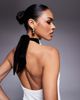 Threadbare Threadbare sequin mini dress with high neck velvet tie detail in white - 3