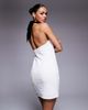 Threadbare Threadbare sequin mini dress with high neck velvet tie detail in white - 4