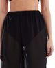 Threadbare Threadbare sheer wide leg beach pants with side slit in black - 4