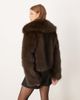 Threadbare Threadbare short fur jacket with collar in chocolate-Brown - 2