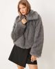 Threadbare Threadbare short fur jacket with collar in gray - 1