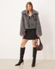 Threadbare Threadbare short fur jacket with collar in gray - 3