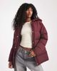 Threadbare Threadbare short puffer coat with hood in fig-Red - 1