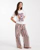 Threadbare Threadbare short sleeve cheese print pajamas with multi stripe pants-Green - 1