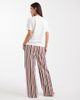Threadbare Threadbare short sleeve cheese print pajamas with multi stripe pants-Green - 3