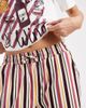 Threadbare Threadbare short sleeve cheese print pajamas with multi stripe pants-Green - 4