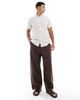 Threadbare Threadbare short sleeve grandad collar shirt in stone and ecru stripe-Neutral - 2