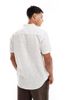 Threadbare Threadbare short sleeve grandad collar shirt in stone and ecru stripe-Neutral - 4
