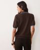 Threadbare Threadbare short sleeve knit polo top with contrast tipping in brown - 3