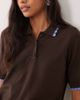 Threadbare Threadbare short sleeve knit polo top with contrast tipping in brown - 4