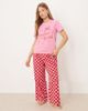 Threadbare Threadbare short sleeve noel print pajamas with pattern pants in pink and red - 1