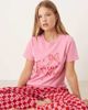 Threadbare Threadbare short sleeve noel print pajamas with pattern pants in pink and red - 3