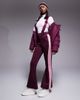 Threadbare Threadbare Ski overalls with contrast panels in burgundy and pink-Red - 1
